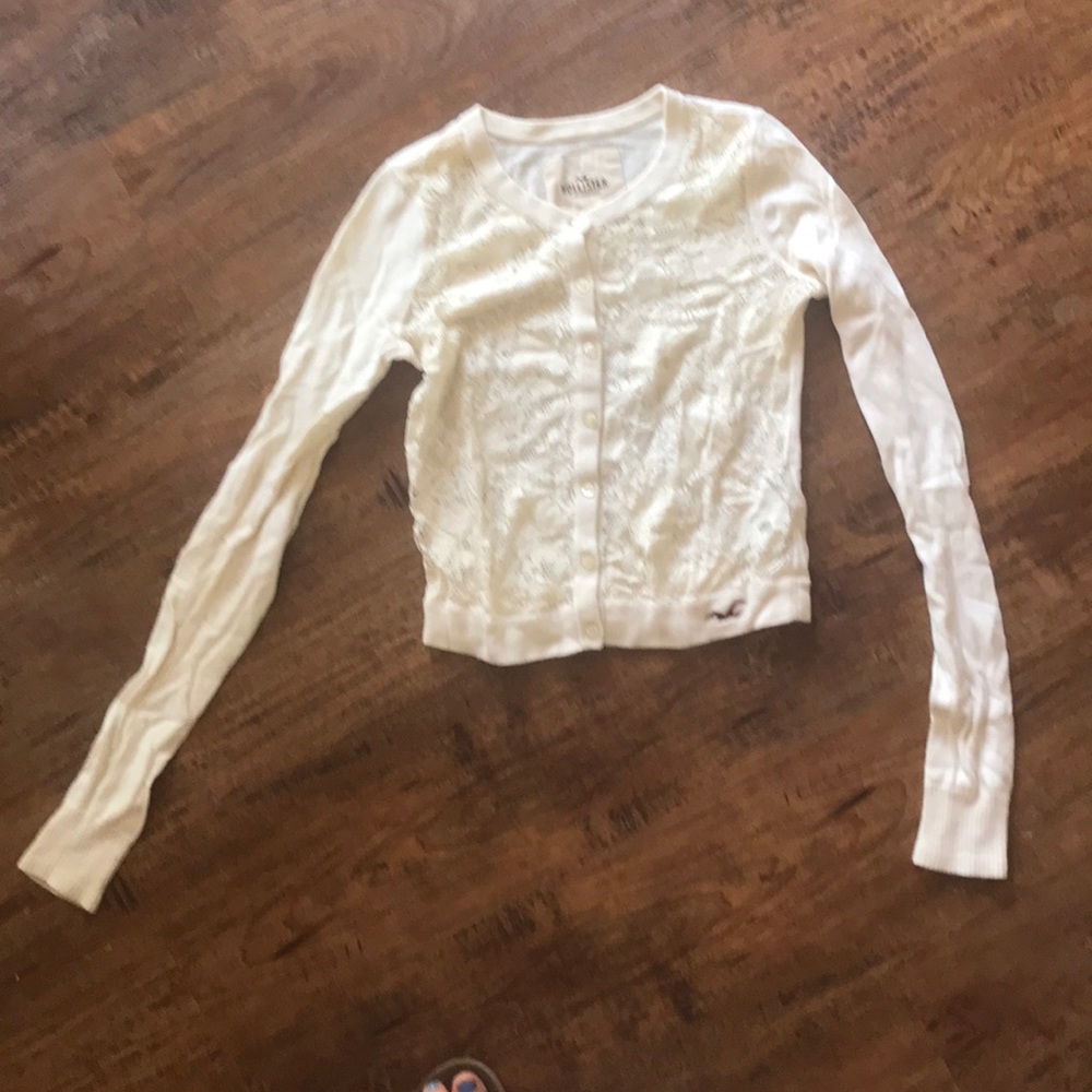 Hollister-Cream colored lace cardigan